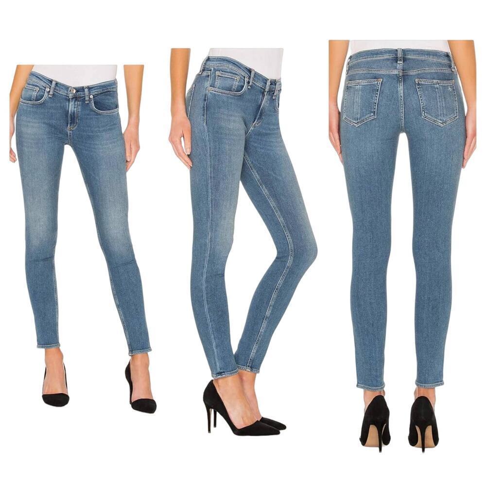 Rag & Bone Jeans Skinny Mid Rise Ankle Stretch Denim Sterling Blue 26